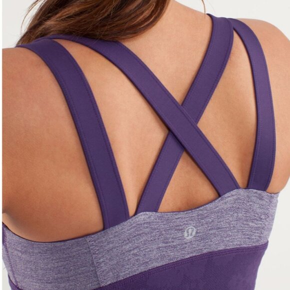 Lululemon sz 8 - Chataranga Tank in Concord Grape (Purple) - Luxtreme Cross Back - Picture 5 of 9